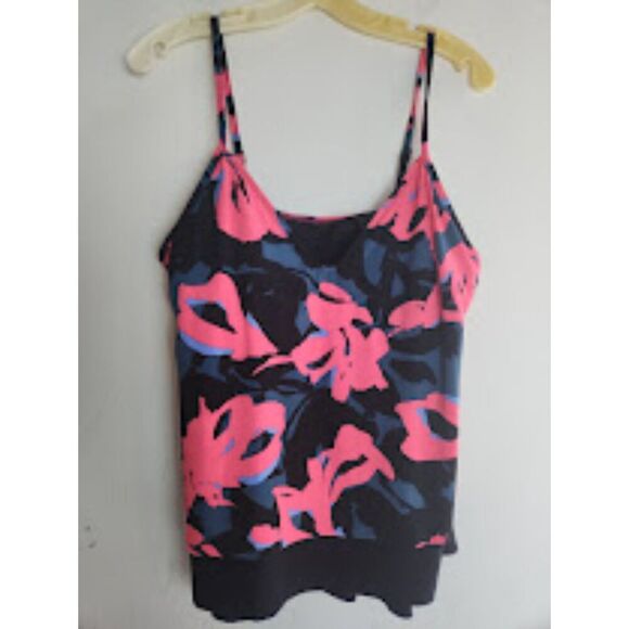 MagicSuit by MiracleSuit Black Pink Floral "Jolene" Underwire Swim Tankini Large - Picture 2 of 8